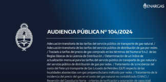 ENARGAS: AUDIENCIA PÚBLICA N° 104/2024